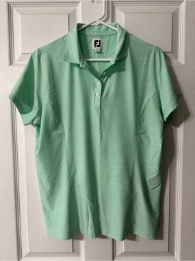 FootJoy Light Mint Green Embroidered Golf Polo Women’s Logo Sleeve